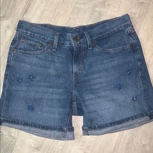 Levi’s Embroidered Flower Denim Shorts